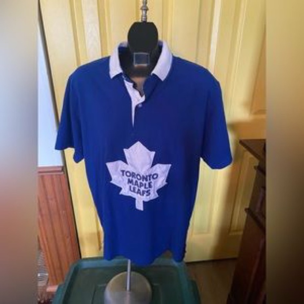 NHL Royal Blue Polo with White Maple Leaf Logo